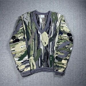 Vintage Coogi Australia Sweater 3D Knit V-Neck Mens XL Cosby Colorful 80s